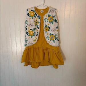 Sparkle in Pink Yellow Dress with Vest - 5T